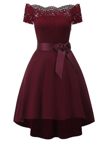 Airchics mi-longue robe avec dentelle court devant longue derriere patineuse élégant de cocktail